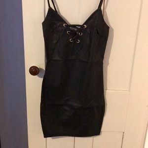 NWT Charlotte Russe Black Lace Up Leather Dress